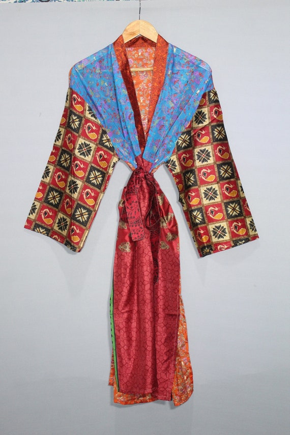 Silk Saree Kimono, Robes, Vintage Kimono, Beachwe… - image 1