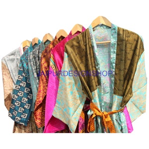 Woman&#39;s Bath Robe, Silk Kimono, Nightwear, Vintage Kimono, Beach Wear, Dressing Gown, Indian Kimono, Wholesale Lot 30 Pcs