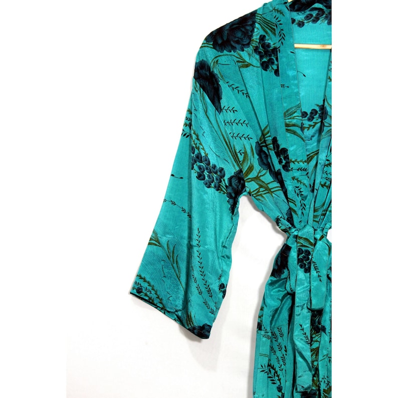 Robe Vintage Silk Robe Dressing Gown Beach Wear Dress Night Wear Floral Kimono Bath Robe PS-165 EXPRESS SHIPPING-Silk Kimono