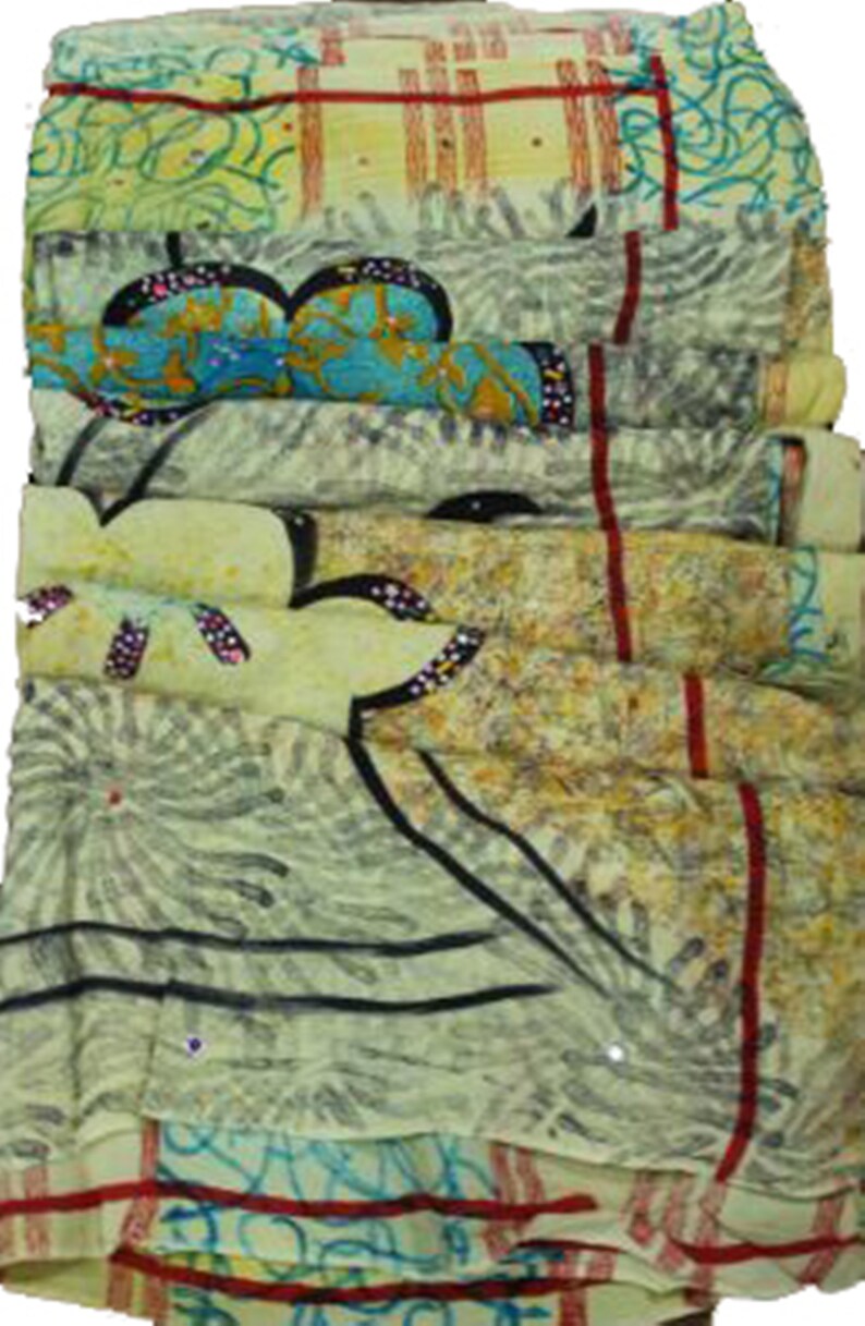 Recycled Fabric Sari Clothing Vh456 Indian Vintage Silk Crape Saree Ethnic Craft Dressmaking EXPRESS SHIPPING-Woman/'s Silk Sari Kimono