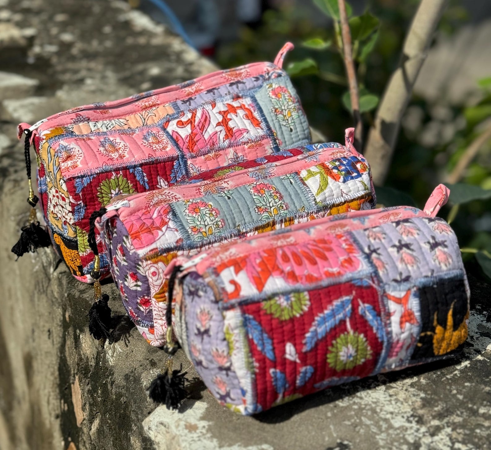 Bohemian blue makeup bag faded blue boho cosmetic bag tribal image 0