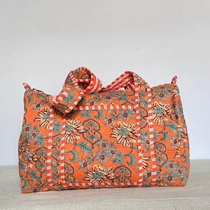 Cotton Quilted Duffle Bag Shoulder Bag Weekender Bag For Women Boho Overnight Bag Block Print Travel Bag Valentine Day Gift For Her
