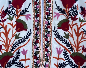 手刺繍のスザニコットンジャケット｜ボヘミアンフローラルデザイン