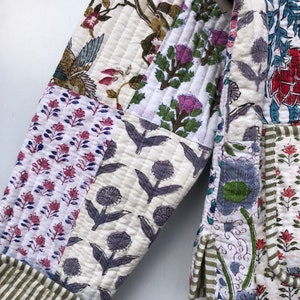 Vestes matelassées en patchwork de coton floral style bohème veste d'hiver manteau streetwear bohème veste réversible matelassée pour femme image 5