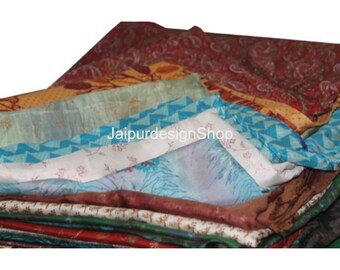 Wholesale Vintage Poly Silk Sari Fabric Lot, Recycled Indian Craft Supplies