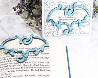 Unique Dragon Wood Bookmark, Fantasy Gift, Geeky Nerdy Bookmark for Book Lovers, Nerdy Gift, Fantasy Wooden Bookmark