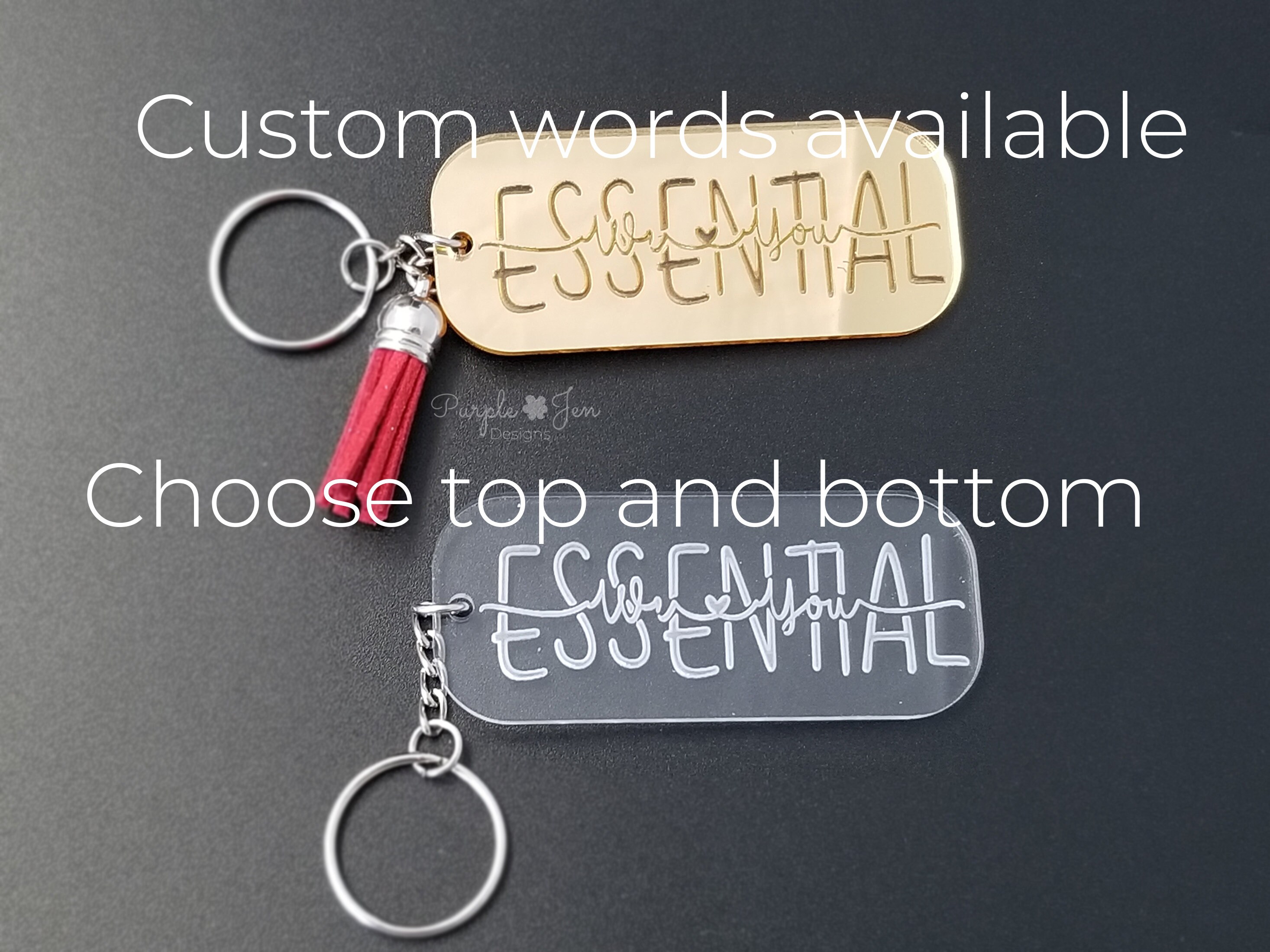 Custom words keychain mirrored acrylic lasered keychain Etsy