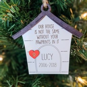 Custom dog bereavement ornament, pet memorial ornament, personalized pet memorial ornament, pet loss gift, dog house ornament