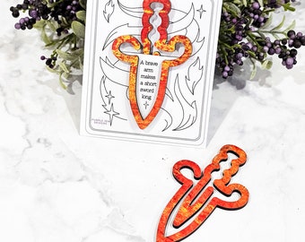 Geeky Sword Wooden Bookmark, Fantasy Nerdy Gift, Unique Printed Wooden bookmark for readers