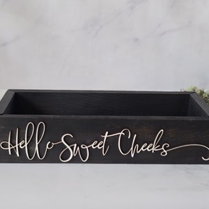 Hello sweet cheeks box, toilet tank box, toilet paper holder, bathroom decor, funny bathroom decor, toilet tray, bathroom toilet storage