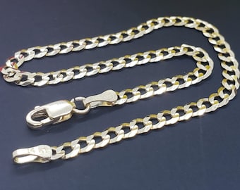 14K Real Yellow Gold  3.5 mm Cuban Chain Length   7" 7.5" 8 8.5  9"  Bracelet , Necklace Women's Men's