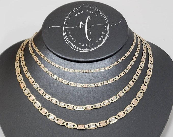 Valentino 14K Solid Yellow Gold 1.50 mm 2.10 mm 2.60mm 3.30mm 4.20 mm  Italian Valentino D.C Link Chain Pendant Necklace 16"-24"