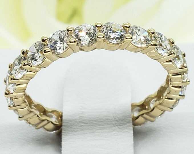 2.0 Ct Created Diamond 14K Real Gold Round Eternity Endless Wedding Anniversary Ring Band