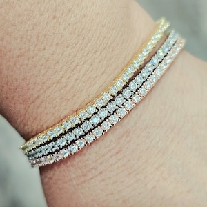Tennis Bracelet Solitaire Round Cut 925 Solid Silver For women's men's wedding Bridal Gift Birthday sold 1 piece of bracelet.