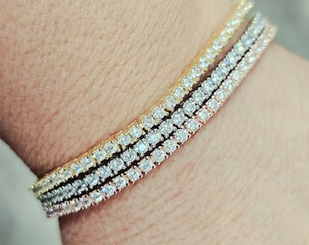 Tennis Bracelet Solitaire Round Cut 925 Solid Silver For women's men's wedding Bridal Gift Birthday sold 1 piece of bracelet.