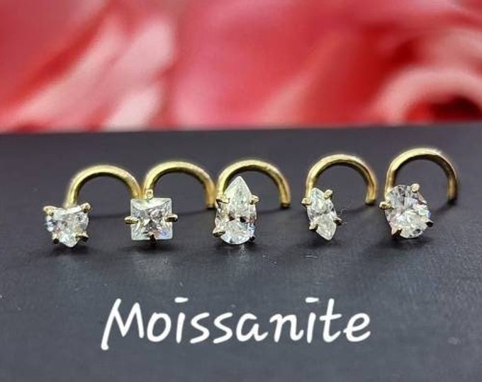 Moissanite 14K Solid Gold Pear, Princess, Marquise, Heart, Oval Shape 20GA Pass Diamond Tester Real Moissanite Gemstone VVS1/ DEF Custommade