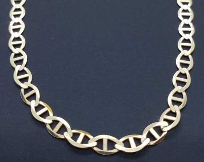 3.40 MM 14K Yellow Gold Solid Anchor Mariner Chain Bracelet 7" inches