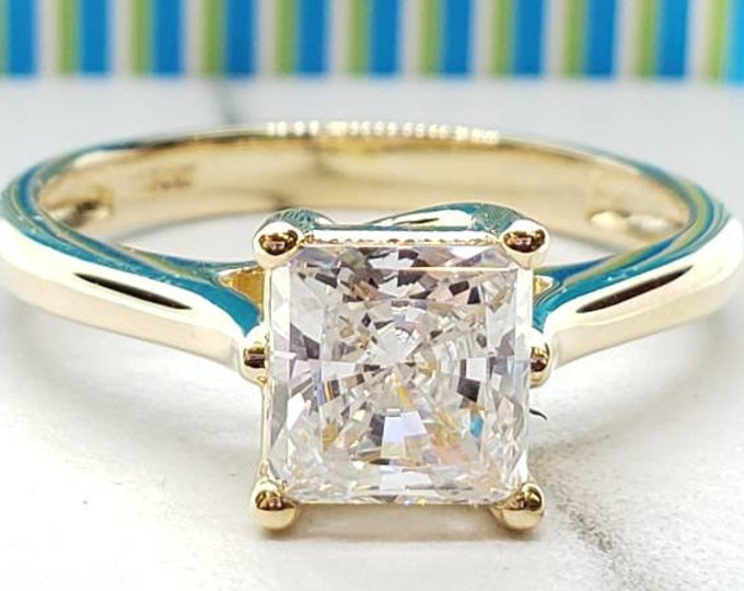 1.25 Ct 14K Solid Gold Square Princess Solitaire Engagement Propose Promise Ring