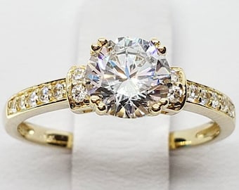 1.50 Ct 14K Solid Gold Round Engagement Wedding Bridal Propose Promise Ring