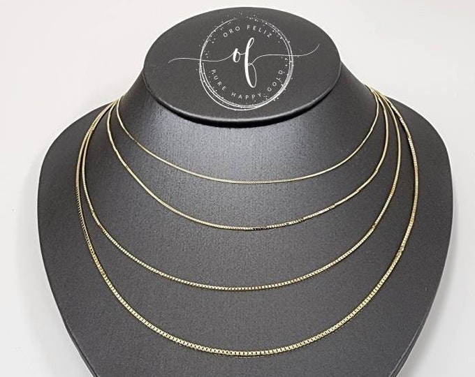 Box Chain Real 14K Solid Gold Box Chain  3 colors Available  Mens Women 16 " -24 "