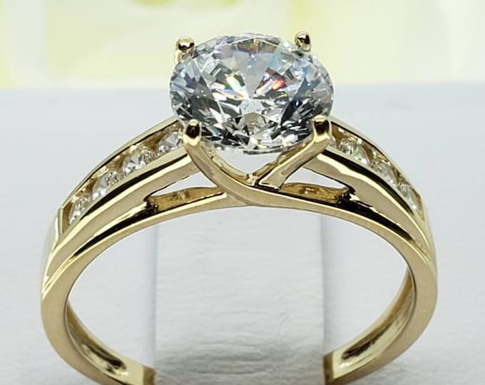 Created Diamond 2.50 Ct 14K Solid Gold Trellis Round Engagement Wedding Propose Promise Ring