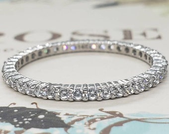 1 Ctw - 3.5 Ctw Brilliant Round Created Diamond Eternity Wedding Band Ring 14K White Yellow Rose Gold