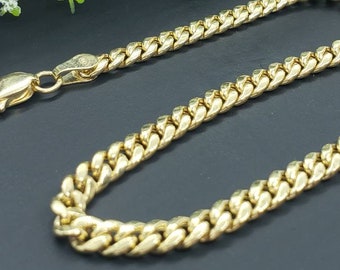 SOLID 14K Real Yellow Gold Miami Cuban Link Yellow Gold 3.30mm 4.00mm  Chain Bracelet 7.5&quot;  Inches
