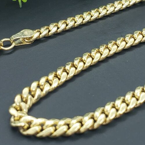 SOLID 14K Real Yellow Gold Miami Cuban Link Yellow Gold 3.30mm - Etsy