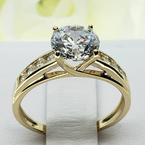 Created Diamond 2.50 Ct 14K Solid Gold Trellis Round Engagement Wedding Propose Promise Ring