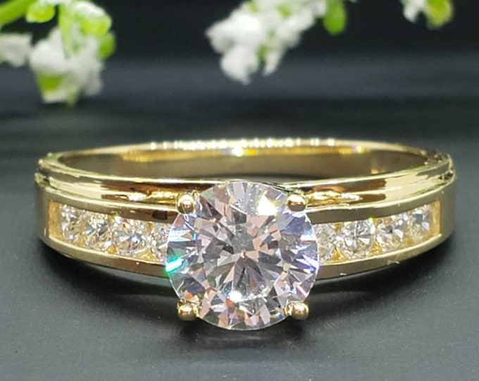 Created Diamond 2.50 Ct 14K Solid Gold Trellis Round Engagement Wedding Propose Promise Ring