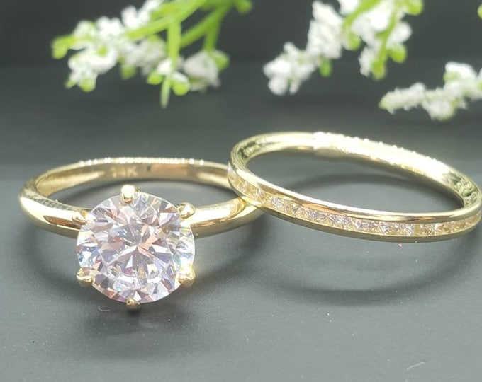 2.50 Ct 14K Yellow Gold Set of Engagement Ring Size 5 6 7 8 9 in Yellow , Rose, White Gold