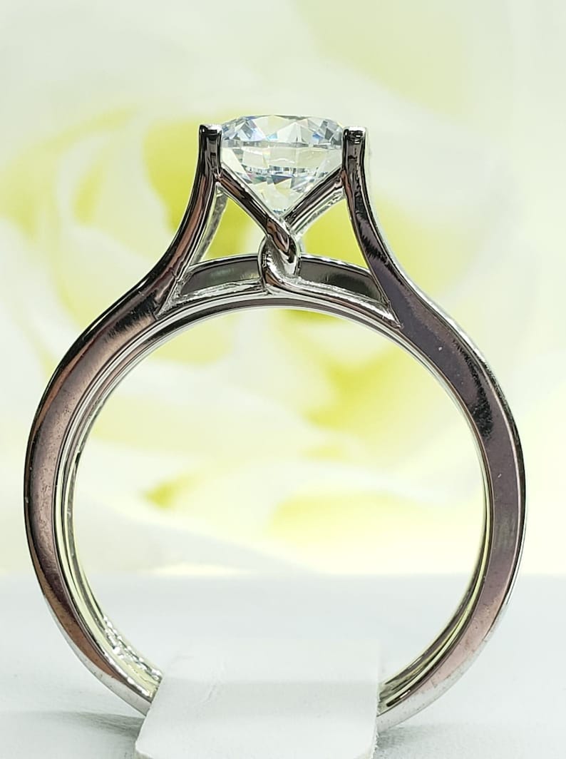 2.75 Ct 14K Real Gold Trellis Round Engagement Promise 2 Ring Matching Band