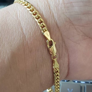 10K Yellow Gold 3.70 mm Miami Cuban Link Chain Bracelet Mens Womens, 7-10 inches Anklet. image 6