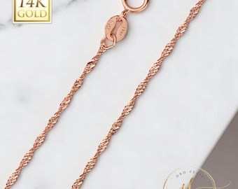 Singapore  1.2 mm  Real 14K Gold Singapore Chain  3 colors Available  Mens Women 16 " -24 "