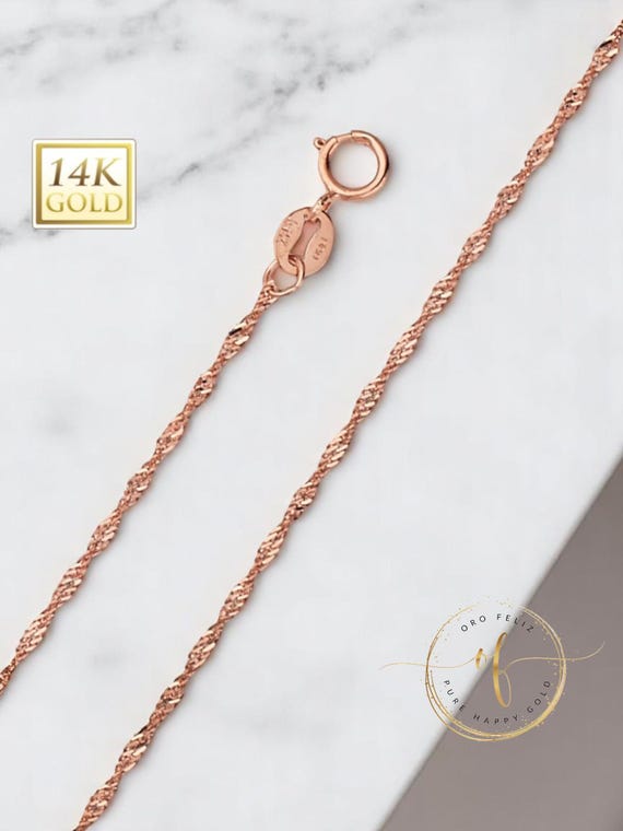 シンガポール 1.2 mm 本物の 14K ゴールド シンガポール チェーン 3 色 