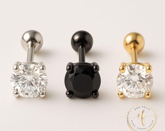1 piece Solid 925 Sterling Silver Solitaire Stud 20 GA Post Stud Select the gemstone Round Screw on Earrings sold 1 piece.