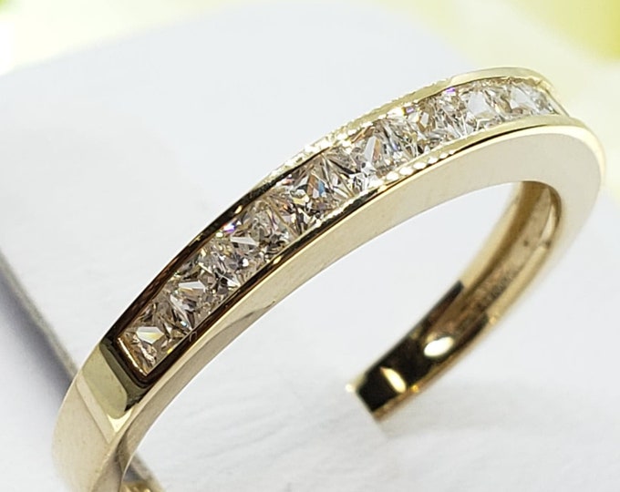 1 Ct Princess Cut Real 14k Solid Gold Engagement Wedding Anniversary Band Ring