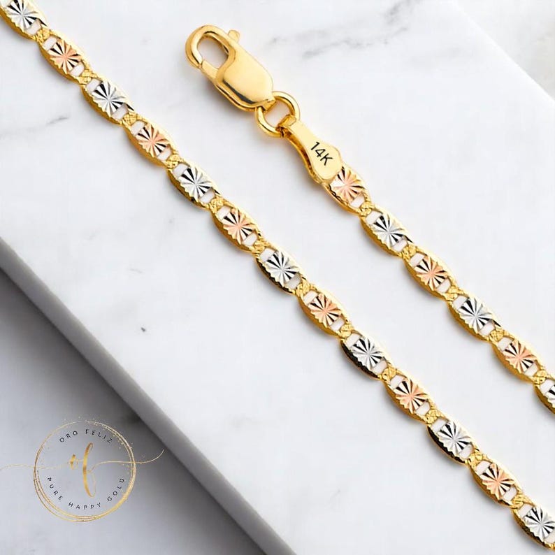 Valentino 14K Solid Yellow Gold 1.50 mm 2.10 mm 2.60mm 3.30mm 4.20 mm Italian Valentino D.C Link Chain Pendant Necklace 16"-24" image 2