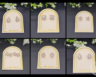 Korean  14K Real Yellow Gold •  CZ Earring  • Baby Secure Screw Backs • Cute Small  Earrings •  Kids Girl Gift Birthday Earrings.