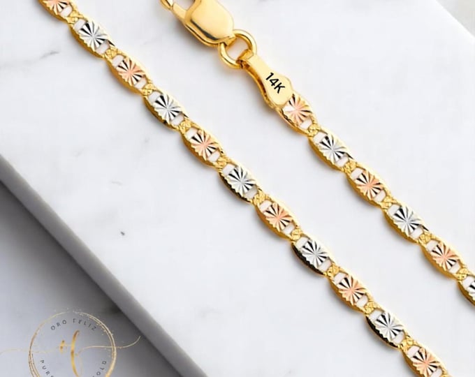Valentino 14K Solid Yellow Gold 1.50 mm 2.10 mm 2.60mm 3.30mm 4.20 mm  Italian Valentino D.C Link Chain Pendant Necklace 16"-24"