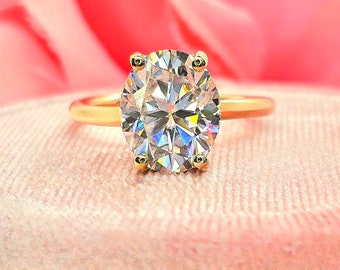 1.00-3.00 CTW. 14K Solid Gold Ring • Moissanite OR Simulated Diamond • Oval Shape Cut Engagement Rings • Fine Jewelry •