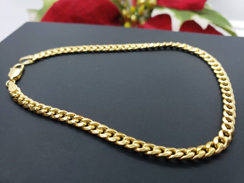 10K Yellow Gold 3.70 mm Miami Cuban Link Chain Bracelet Mens Womens, 7-10 inches Anklet. image 3