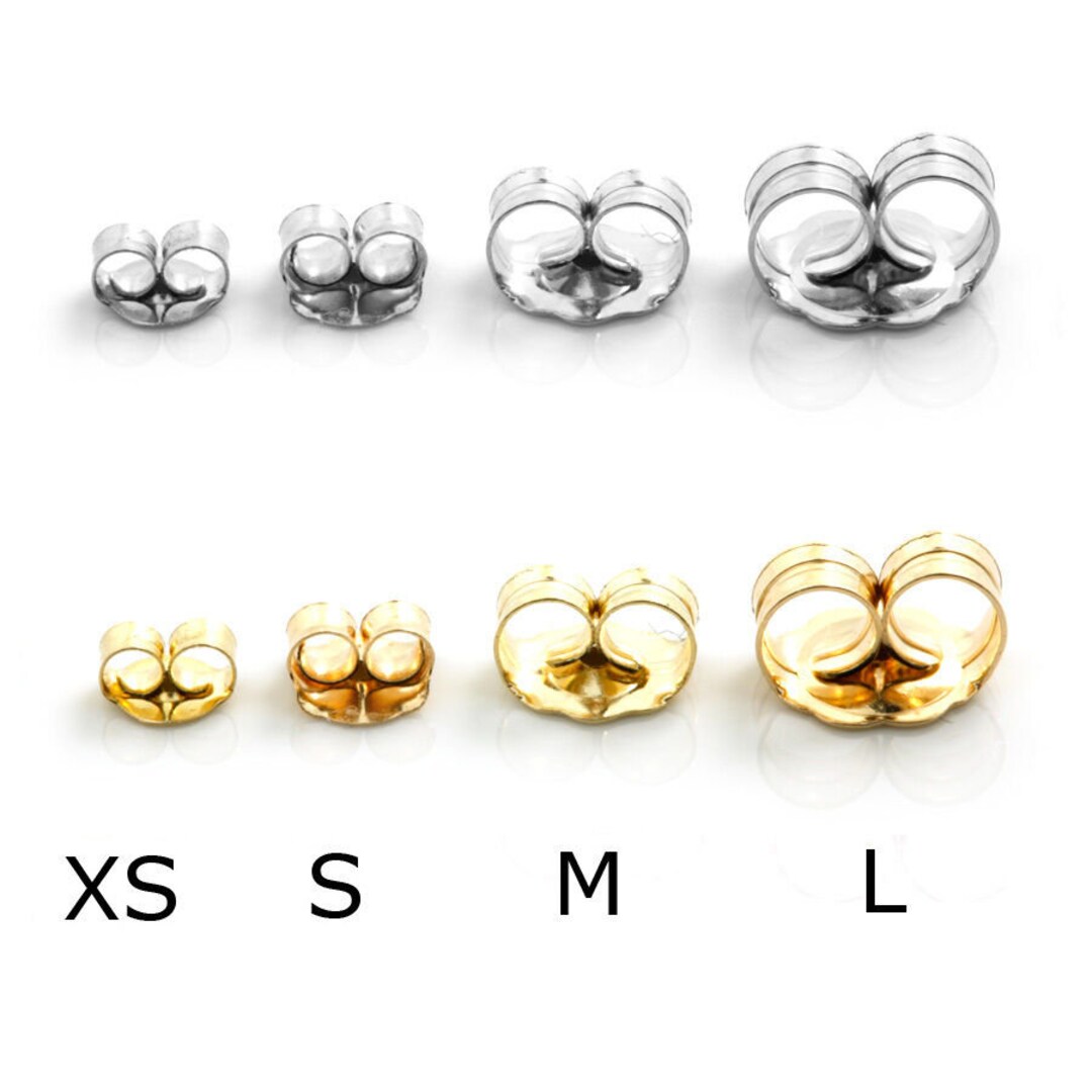 2 Pieces 1 Pair of Butterfly Push Backing 14K Real Gold in White or ...