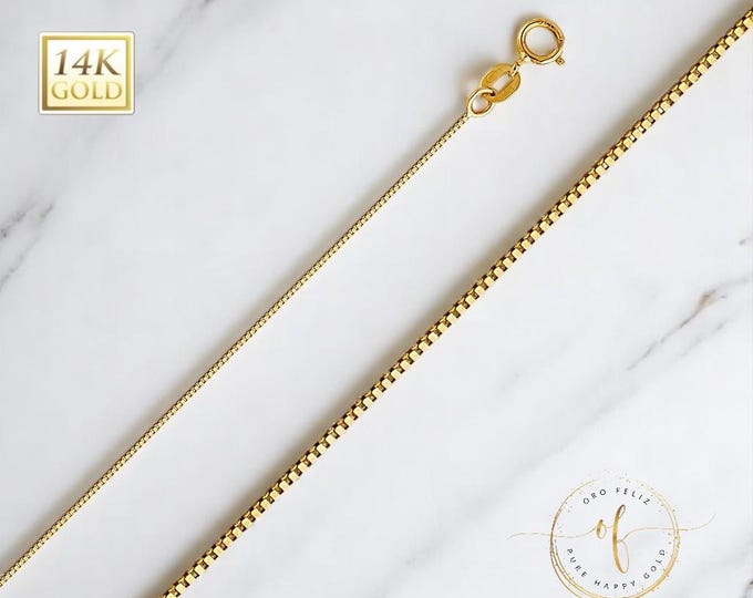 Box Chain Real 14K Solid Gold Box Chain  3 colors Available  Mens Women 16 " -24 "
