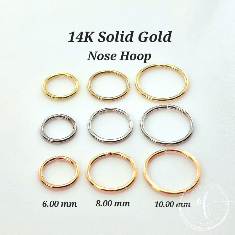Snug Nose Rings 14K Solid Gold Nose Ring, Snug Fitting Solid Rose Gold Hoop, Nose ...
