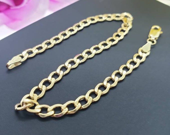 14K Real Yellow Gold 4.00 mm Cuban Chain Length 7" 7.5" 8 8.5 9" Bracelet , Necklace Women's Men's