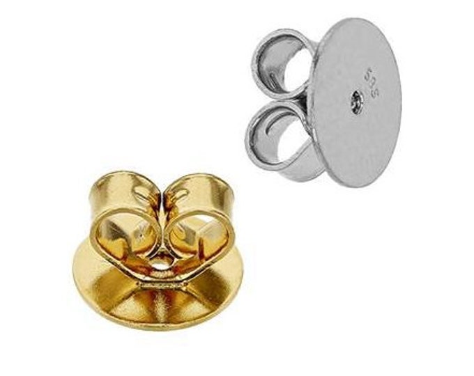 14K Real Gold Heart Shape Earring Push Backing Friction Ear nuts  3 sizes are available