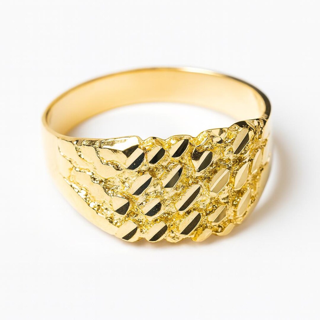 Men's 10k Gold Nugget Ring 'The Stoic' - Hand-Polished, 3.40g, Solid Gold Statement Ring, Made In USA