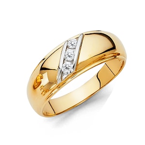 0.75 Ct  14K Solid Gold Mens Wedding Ring Solitaire Round Cut Engagement Bands