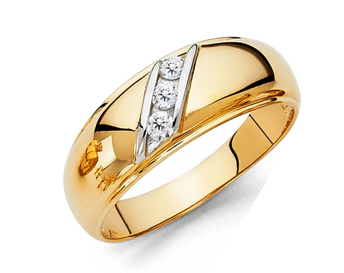 0.75 Ct  14K Solid Gold Mens Wedding Ring Solitaire Round Cut Engagement Bands